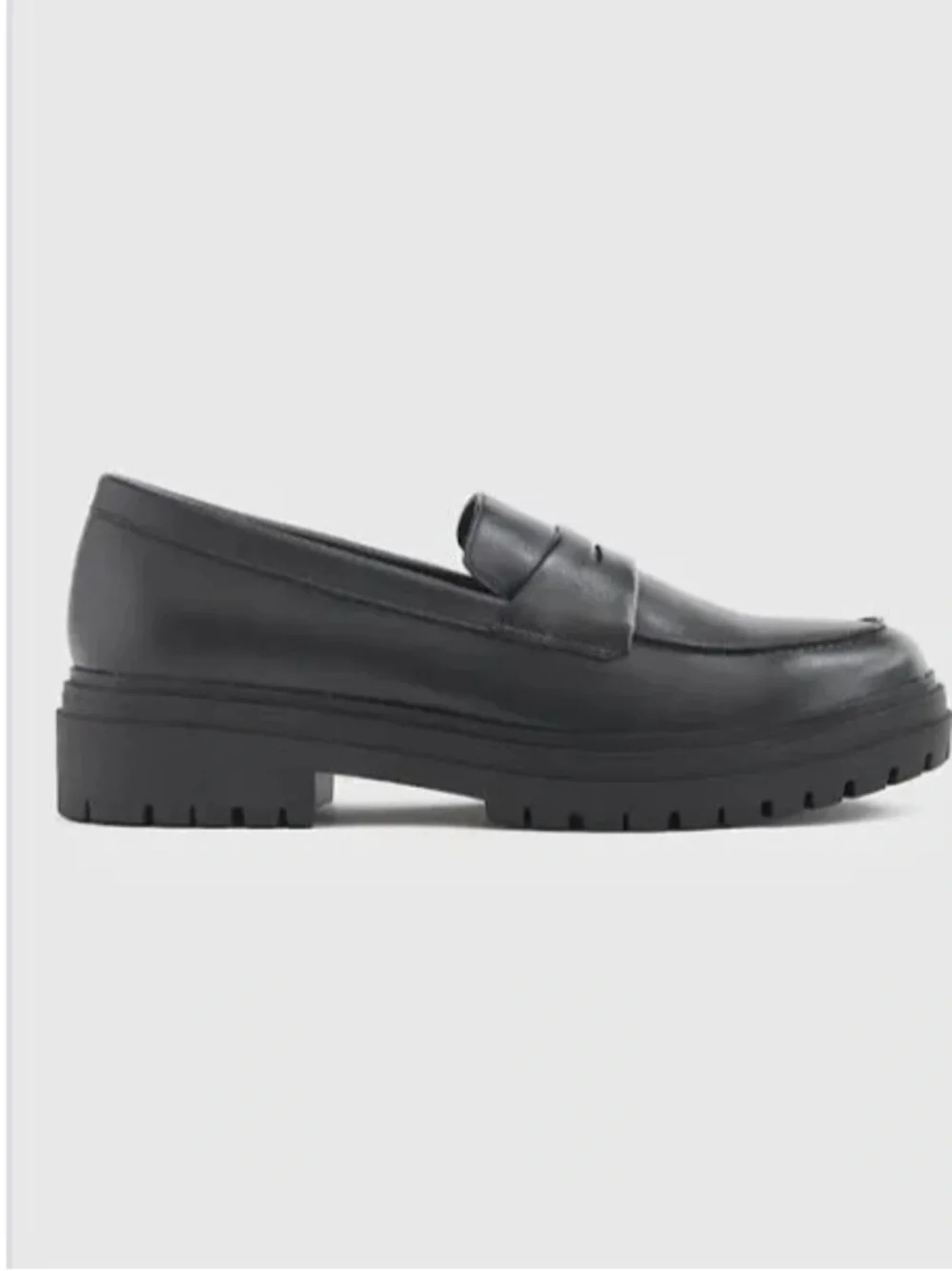 Quince Black Lug Sole Loafers Chunky Platform Leather Slip On Shoes Sz 8